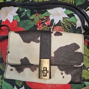 Beige and Dark Brown Camo Crossbody Bag